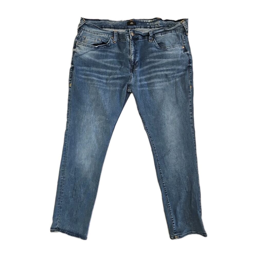 True Religion GENO World Tour Relaxed Slim Distressed Mens 46W Blue Jeans Bikers